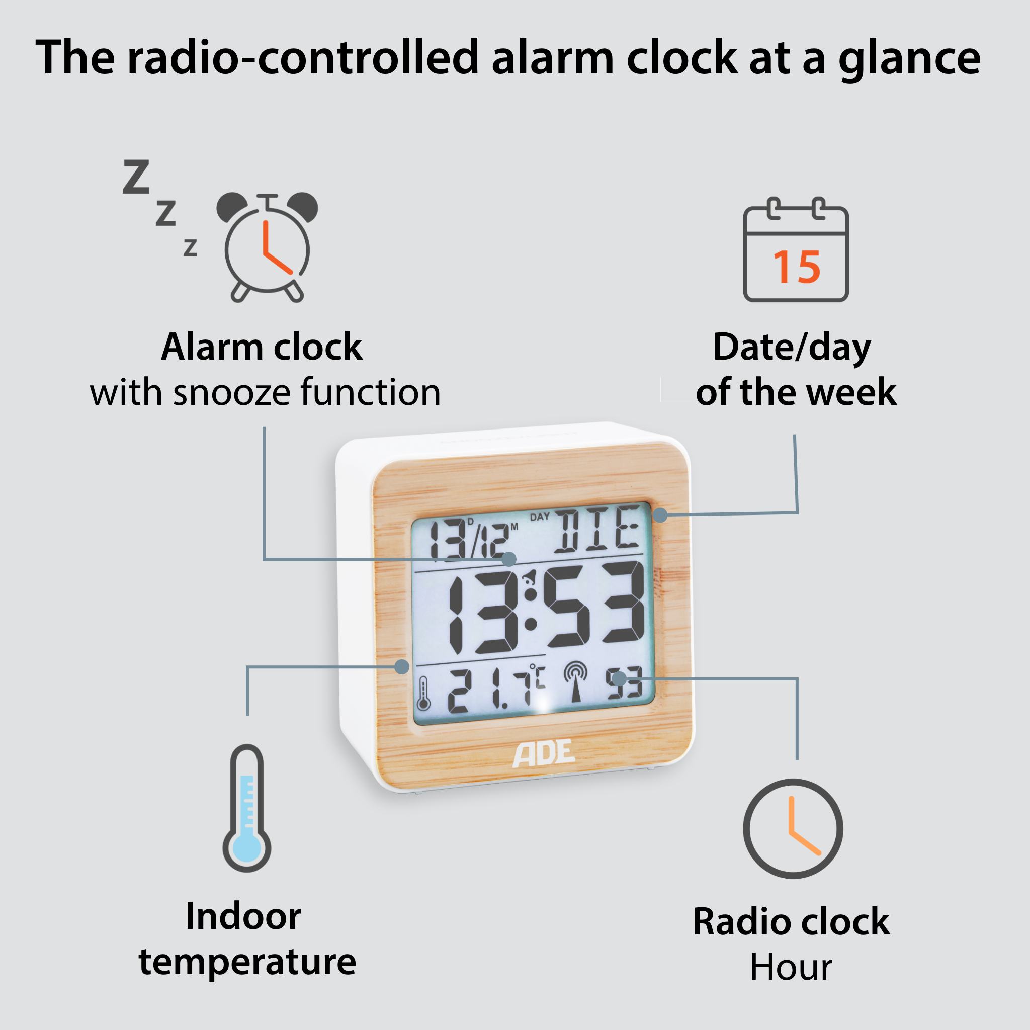 Radio-controlled alarm clock | ADE CK1941