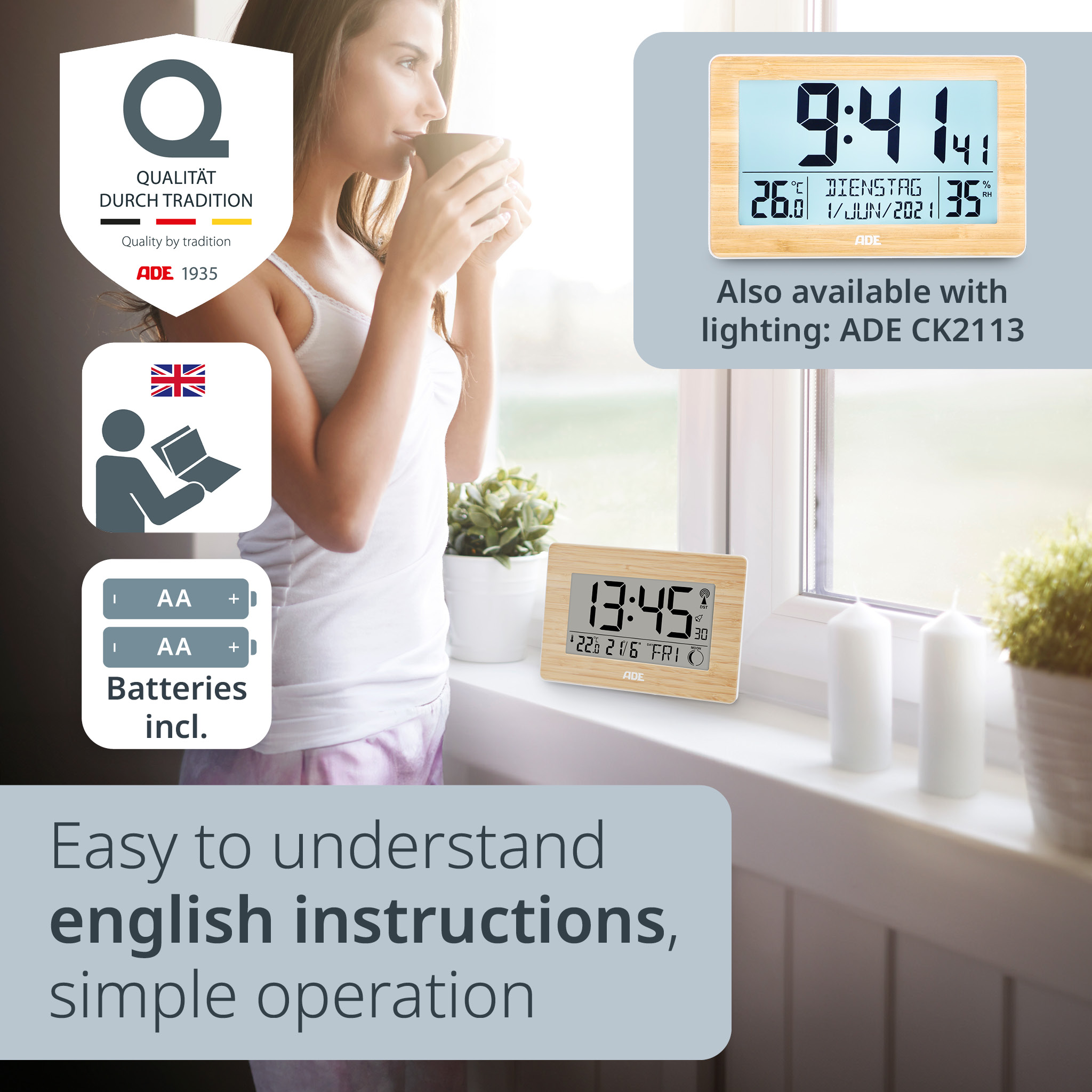 Radio-controlled clock | ADE CK1702