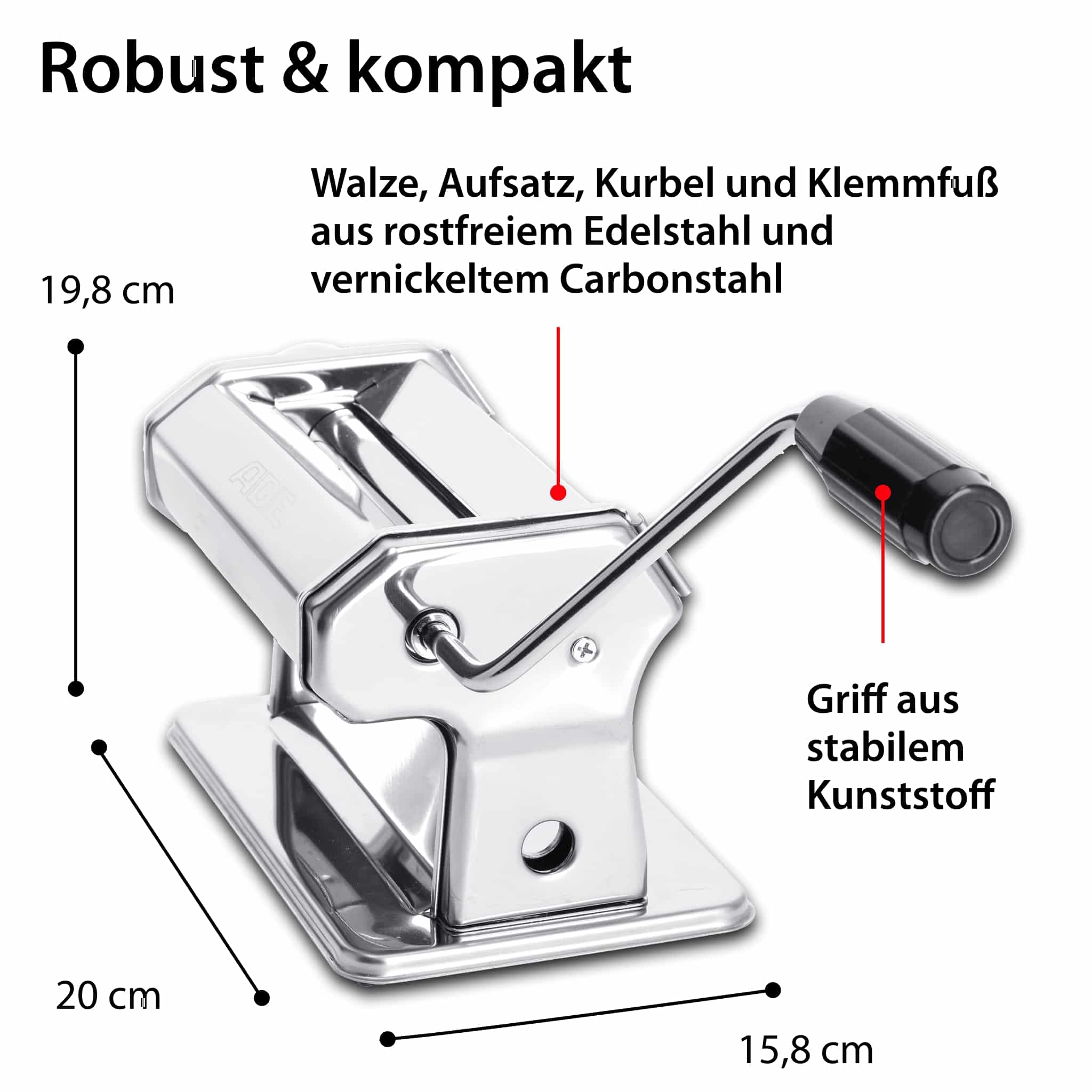 Manuelle Nudelmaschine inkl. Nudeltrockner | ADE KG2102 - robust & kompakt
