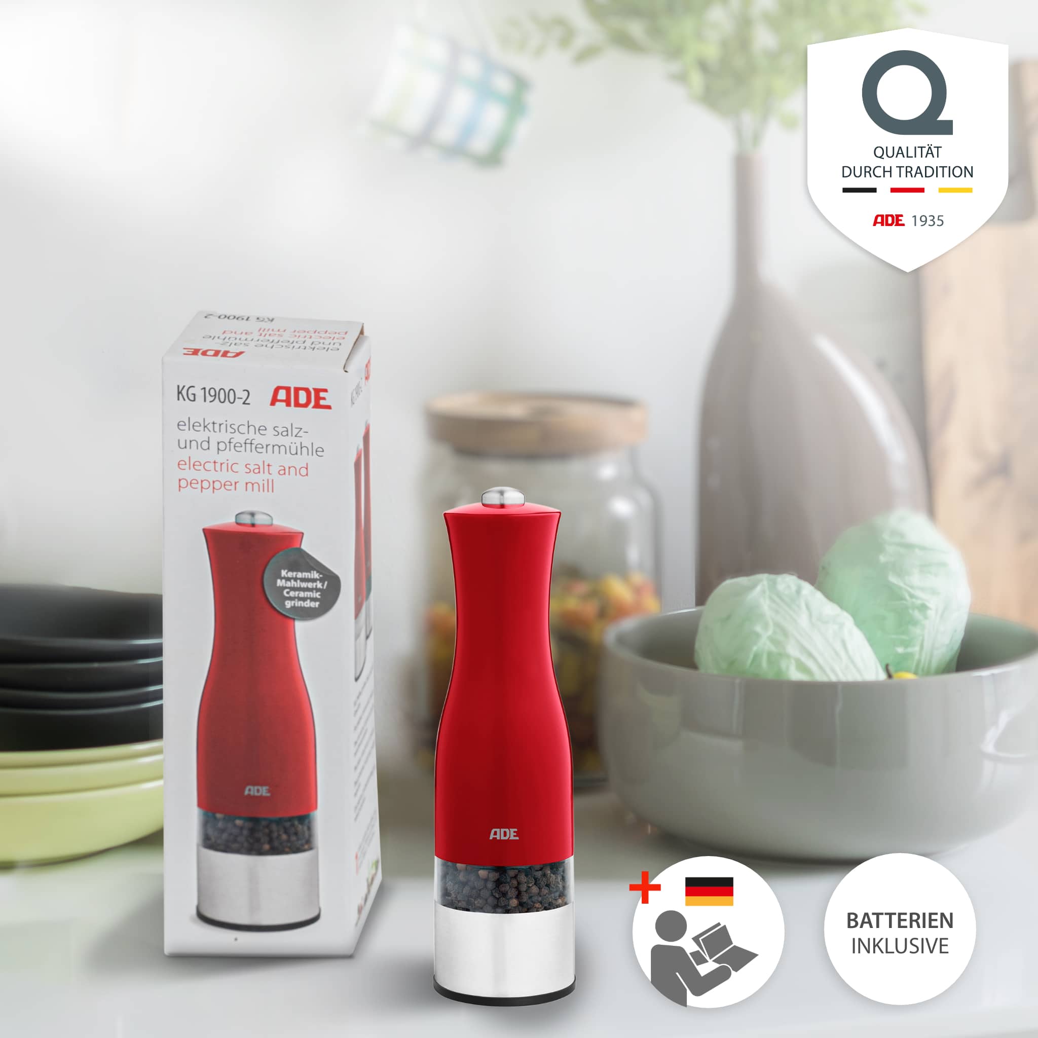 Elektrische Salz- und Pfeffermühle | ADE KG1900-2 - Anleitung Packaging