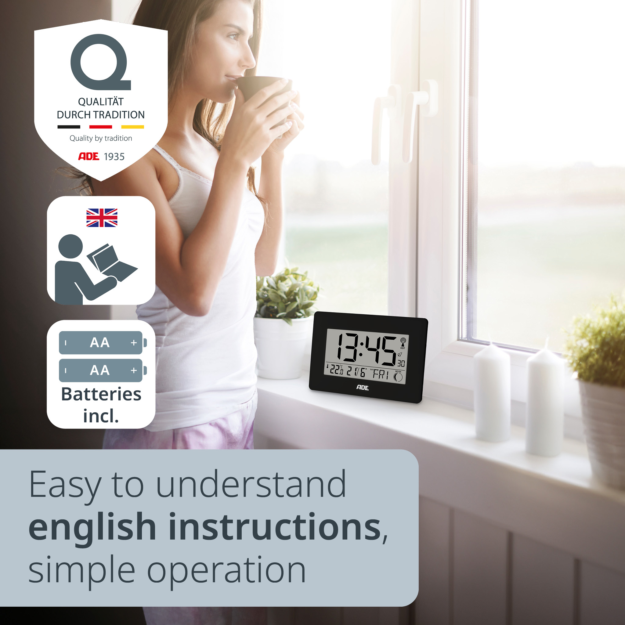 Radio-controlled clock | ADE CK2307-1