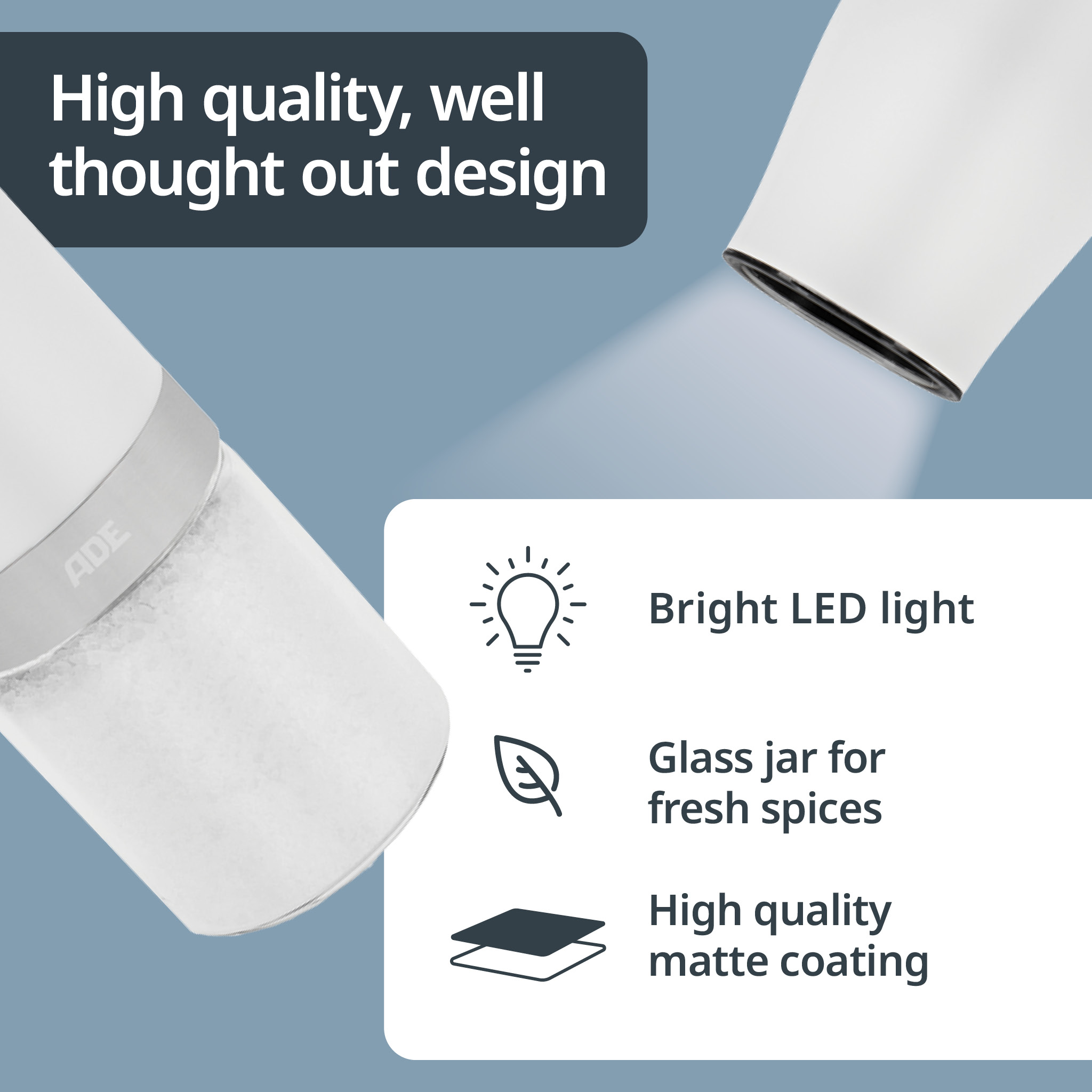 Set of 2 electric salt and pepper mills with tilt sensor | KG2407 Set