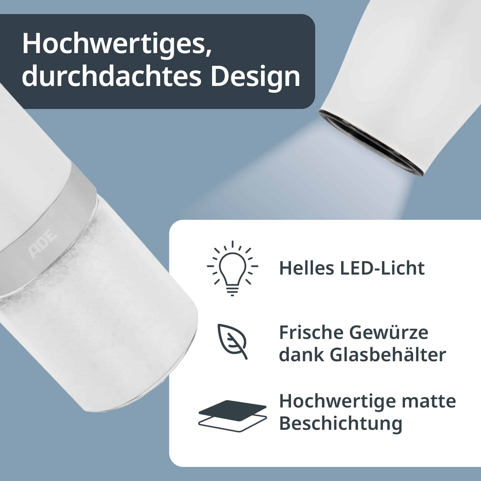 Elektrische Salz-/Pfeffermühle mit Kippsensor | KG2407-2