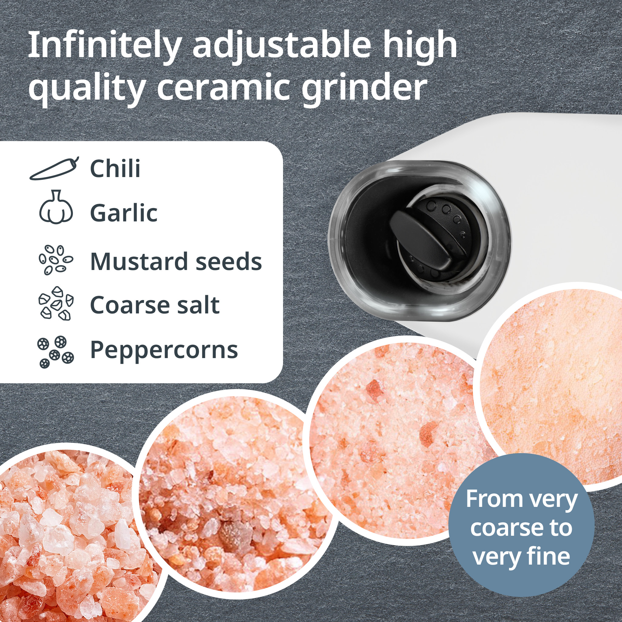 Electric salt/pepper mill with tilt sensor | KG2407-2