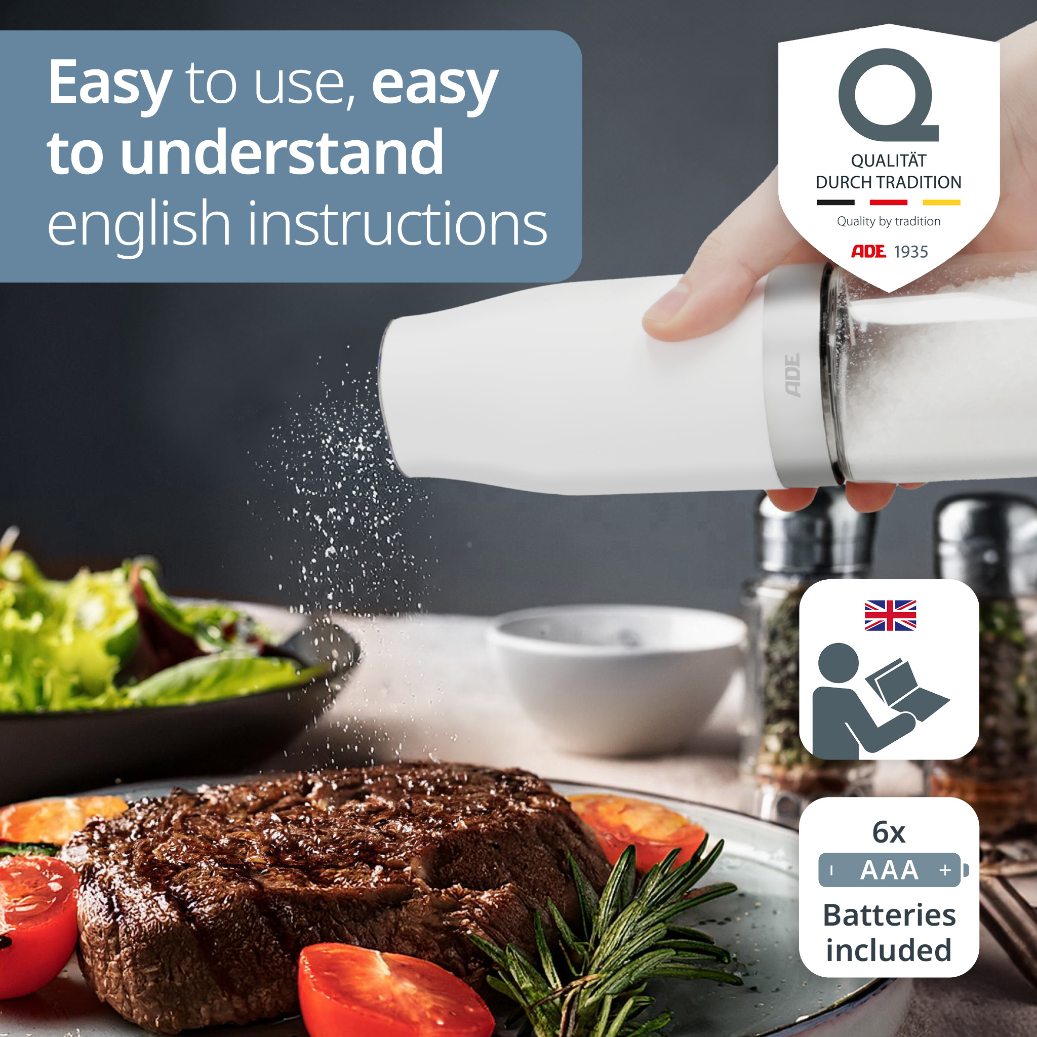 Electric salt/pepper mill with tilt sensor | KG2407-2