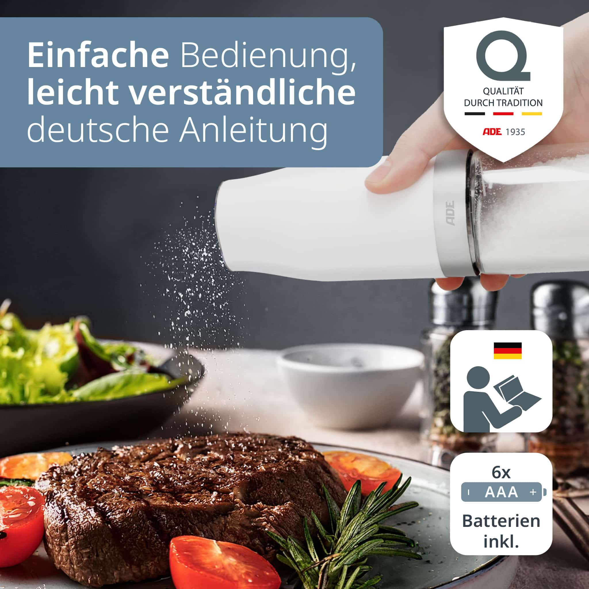 Elektrische Salz-/Pfeffermühle mit Kippsensor | KG2407-2