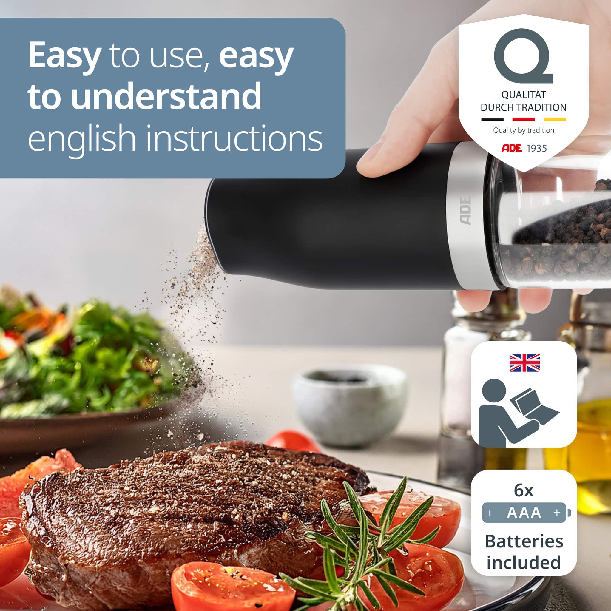 Set of 2 electric salt and pepper mills with tilt sensor | KG2407 Set