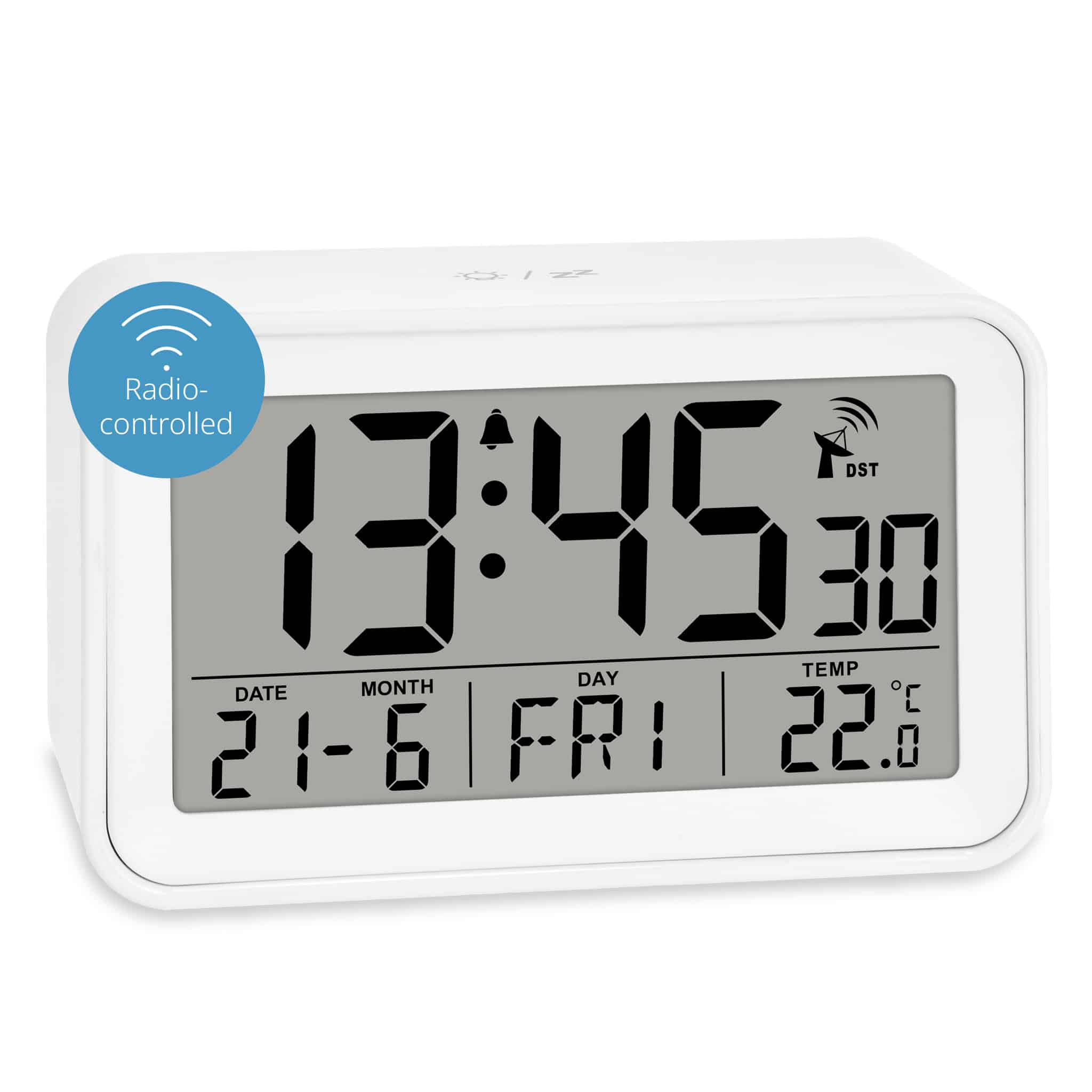Radio-controlled alarm clock with calendar | CK2306-1