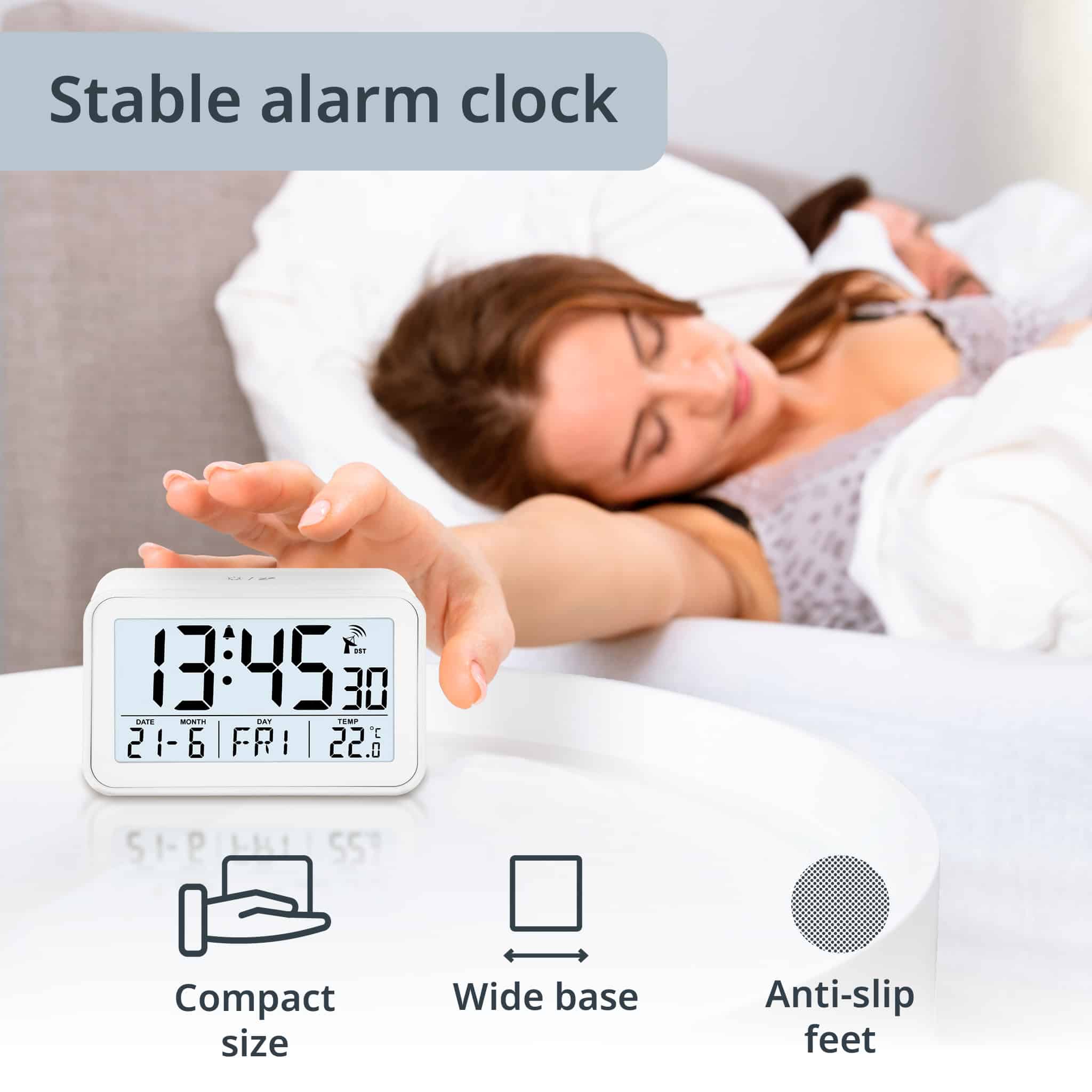 Radio-controlled alarm clock with calendar | CK2306-1