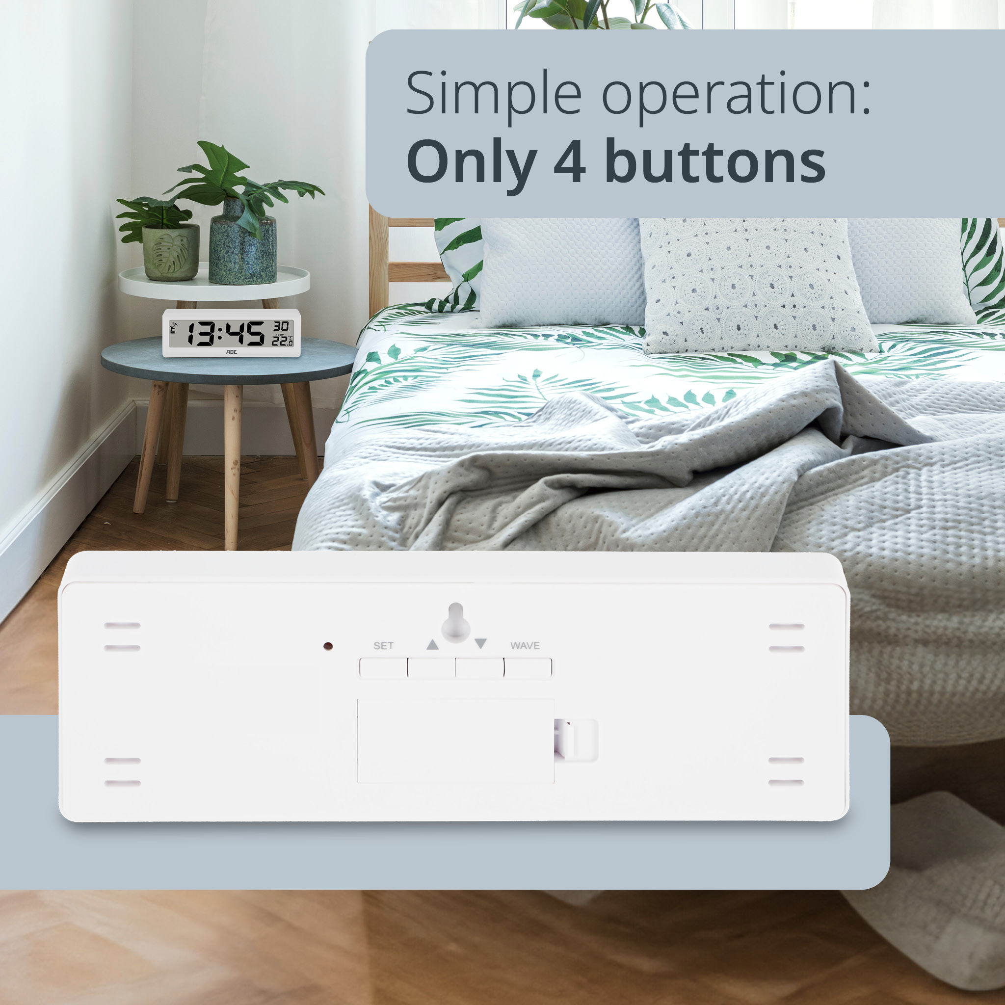 Digital Radio Controlled Clock with Temperature | ADE CK1704-1