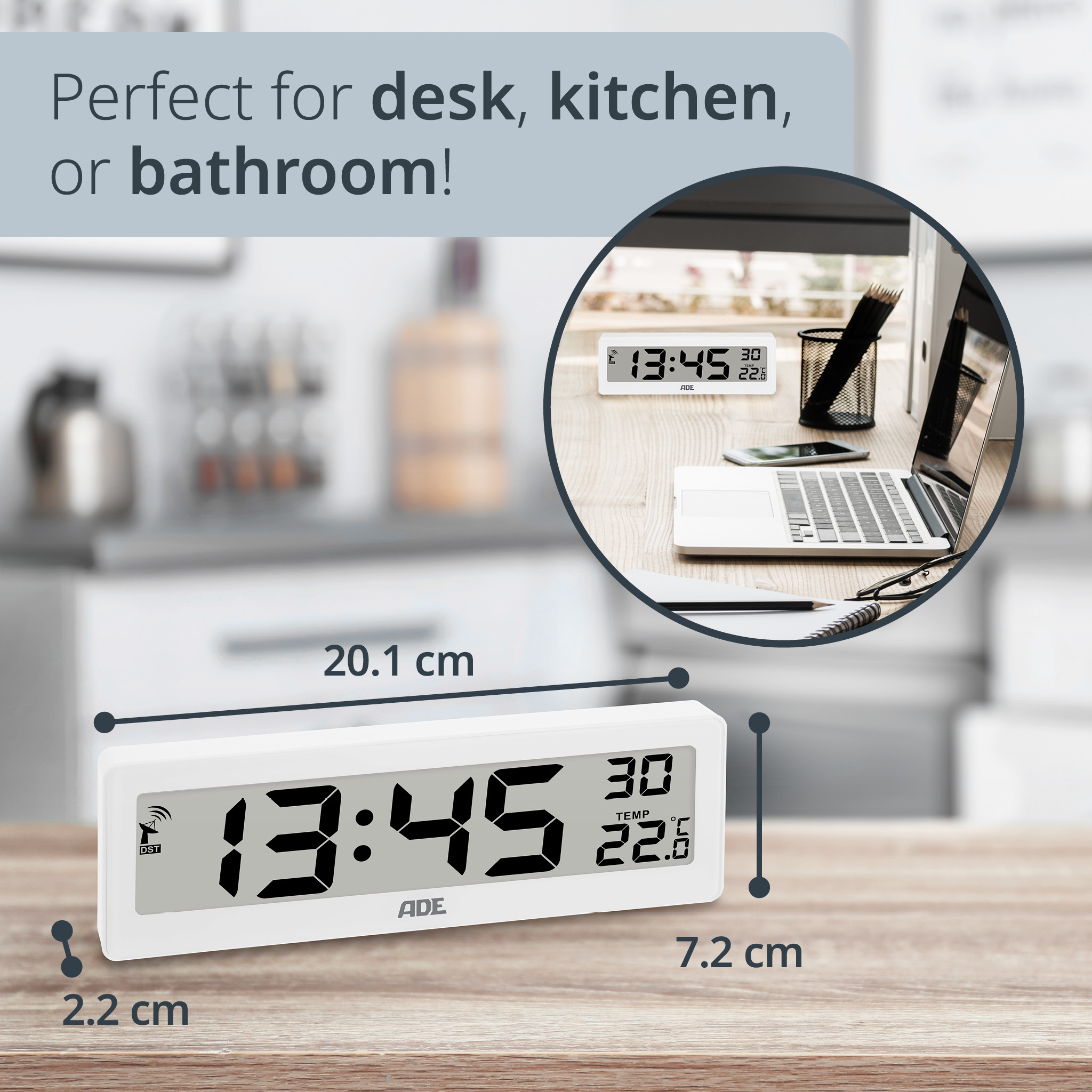 Digital Radio Controlled Clock with Temperature | ADE CK1704-1