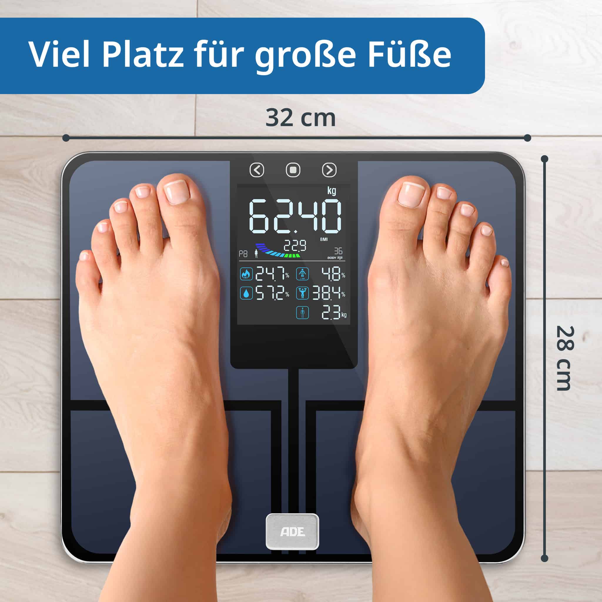 Digitale Körperfettwaage mit großem Farbdisplay | ADE BA2500-1 Emmy