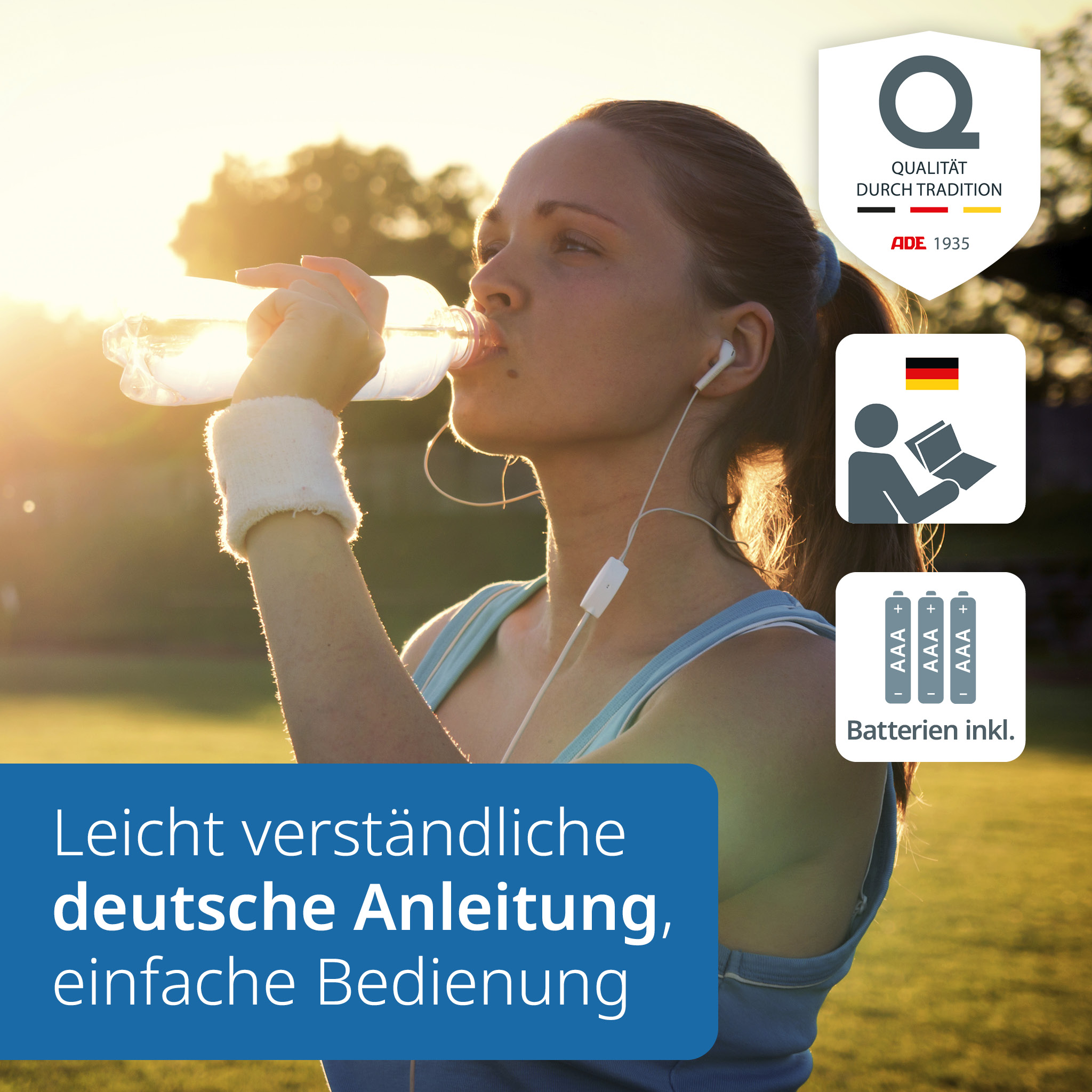 Digitale Körperfettwaage mit großem Farbdisplay | ADE BA2500-1 Emmy